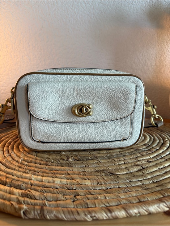 Coach Handbags - Coach Cream Pebbled Leather Crossbody with Gold Hardware